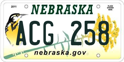 NE license plate ACG258