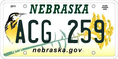 NE license plate ACG259