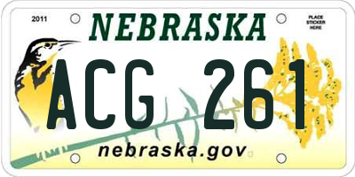 NE license plate ACG261