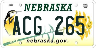 NE license plate ACG265