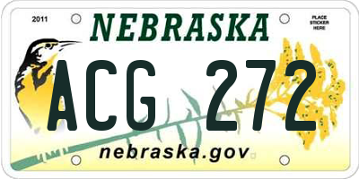 NE license plate ACG272