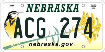 NE license plate ACG274