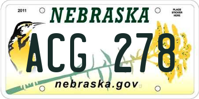 NE license plate ACG278