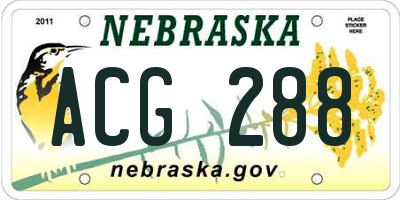 NE license plate ACG288