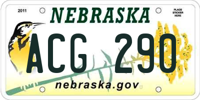 NE license plate ACG290