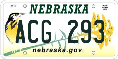 NE license plate ACG293