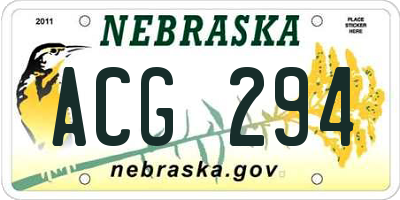 NE license plate ACG294