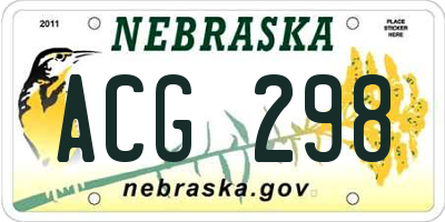 NE license plate ACG298