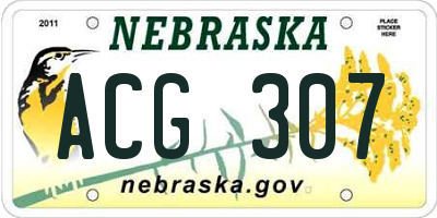 NE license plate ACG307