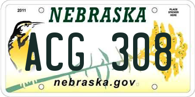 NE license plate ACG308