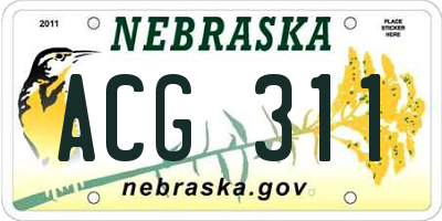 NE license plate ACG311