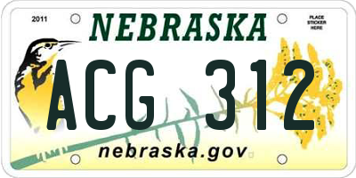 NE license plate ACG312