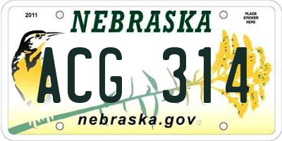 NE license plate ACG314