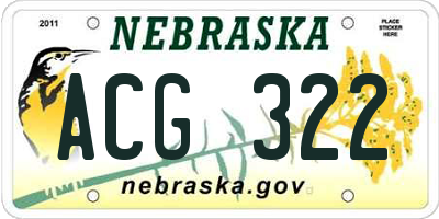 NE license plate ACG322