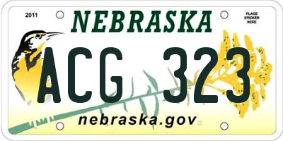 NE license plate ACG323