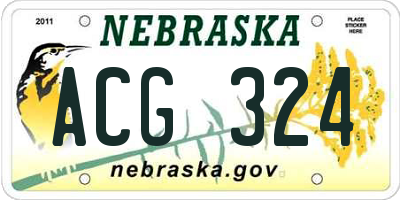 NE license plate ACG324