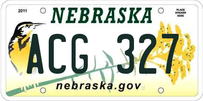 NE license plate ACG327