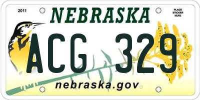 NE license plate ACG329