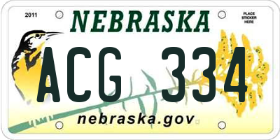 NE license plate ACG334