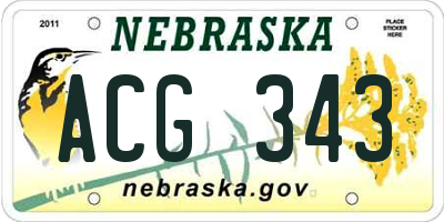 NE license plate ACG343