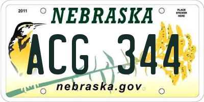 NE license plate ACG344