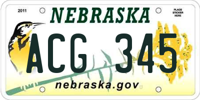 NE license plate ACG345