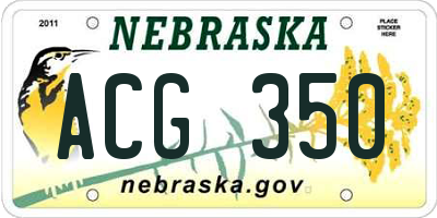 NE license plate ACG350