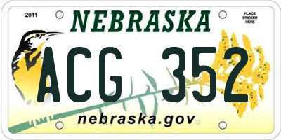 NE license plate ACG352