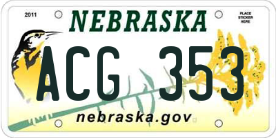 NE license plate ACG353