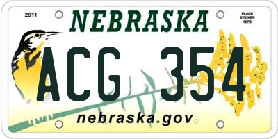 NE license plate ACG354