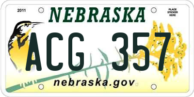 NE license plate ACG357