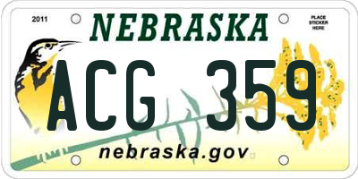 NE license plate ACG359