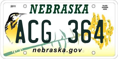 NE license plate ACG364