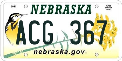 NE license plate ACG367