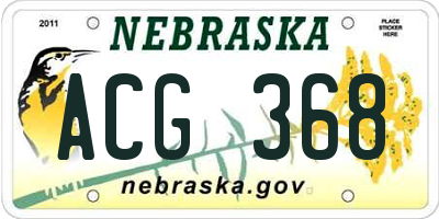 NE license plate ACG368