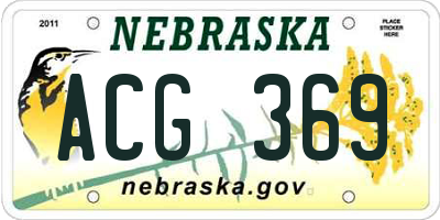 NE license plate ACG369