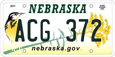 NE license plate ACG372