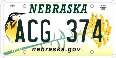 NE license plate ACG374