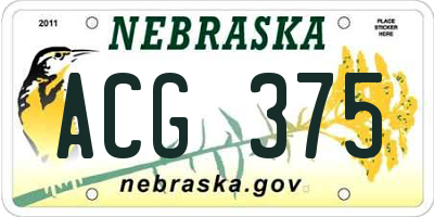 NE license plate ACG375