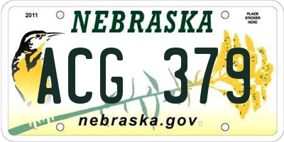 NE license plate ACG379