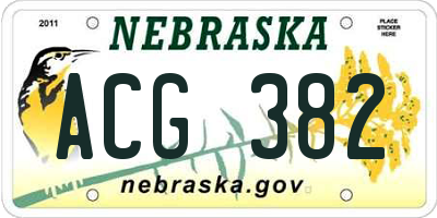 NE license plate ACG382