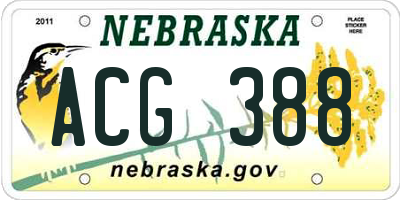 NE license plate ACG388