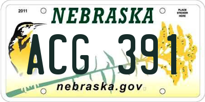 NE license plate ACG391