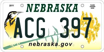 NE license plate ACG397