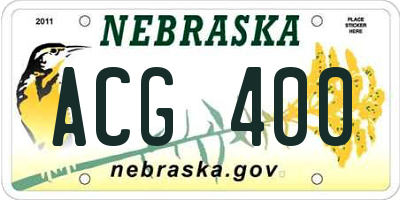 NE license plate ACG400