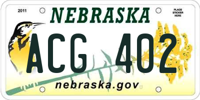 NE license plate ACG402