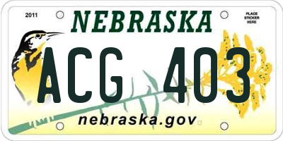 NE license plate ACG403