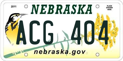 NE license plate ACG404