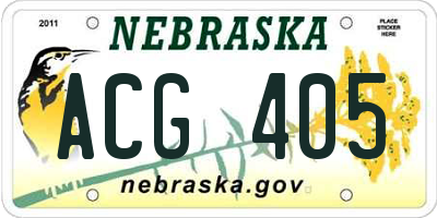 NE license plate ACG405