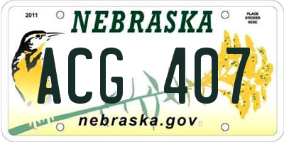 NE license plate ACG407